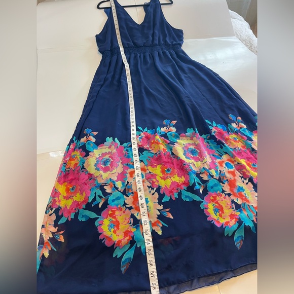 Old Navy Maxi Dress: Fully Lined Ruffled V Neck with Multi Colored Floral Print - Picture 15 of 16